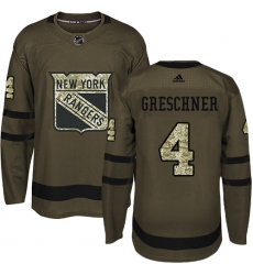 Youth Adidas New York Rangers #4 Ron Greschner Premier Green Salute to Service NHL Jersey
