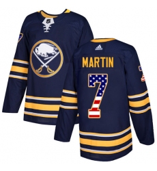 Men's Adidas Buffalo Sabres #7 Rick Martin Authentic Navy Blue USA Flag Fashion NHL Jersey