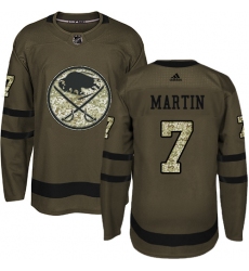 Men's Adidas Buffalo Sabres #7 Rick Martin Premier Green Salute to Service NHL Jersey
