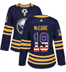 Women's Adidas Buffalo Sabres #19 Jake McCabe Authentic Navy Blue USA Flag Fashion NHL Jersey