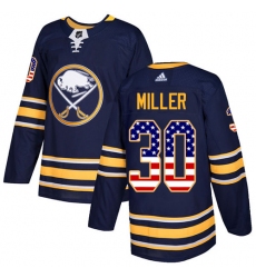 Men's Adidas Buffalo Sabres #30 Ryan Miller Authentic Navy Blue USA Flag Fashion NHL Jersey