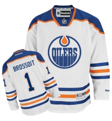 Men's Reebok Edmonton Oilers #1 Laurent Brossoit Authentic White Away NHL Jersey