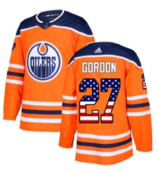 Youth Adidas Edmonton Oilers #27 Boyd Gordon Authentic Orange USA Flag Fashion NHL Jersey