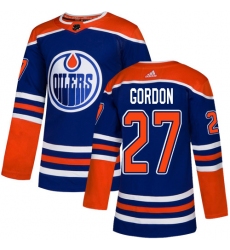 Youth Adidas Edmonton Oilers #27 Boyd Gordon Authentic Royal Blue Alternate NHL Jersey