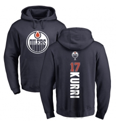 NHL Adidas Edmonton Oilers #17 Jari Kurri Navy Blue Backer Pullover Hoodie