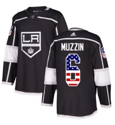Youth Adidas Los Angeles Kings #6 Jake Muzzin Authentic Black USA Flag Fashion NHL Jersey