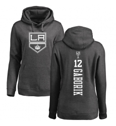 NHL Women's Adidas Los Angeles Kings #12 Marian Gaborik Charcoal One Color Backer Pullover Hoodie