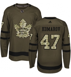 Men's Adidas Toronto Maple Leafs #47 Leo Komarov Authentic Green Salute to Service NHL Jersey