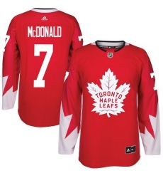Men's Adidas Toronto Maple Leafs #7 Lanny McDonald Premier Red Alternate NHL Jersey