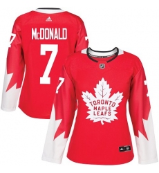 Women's Adidas Toronto Maple Leafs #7 Lanny McDonald Authentic Red Alternate NHL Jersey