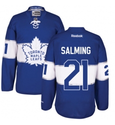 Men's Reebok Toronto Maple Leafs #21 Borje Salming Authentic Royal Blue 2017 Centennial Classic NHL Jersey