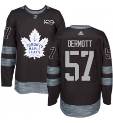 Men's Adidas Toronto Maple Leafs #57 Travis Dermott Authentic Black 1917-2017 100th Anniversary NHL Jersey