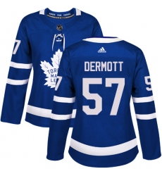 Women's Adidas Toronto Maple Leafs #57 Travis Dermott Authentic Royal Blue Home NHL Jersey