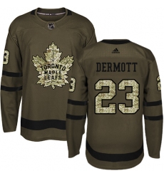 Youth Adidas Toronto Maple Leafs #23 Travis Dermott Authentic Green Salute to Service NHL Jersey