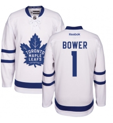 Women's Reebok Toronto Maple Leafs #1 Johnny Bower Authentic White Away NHL Jersey