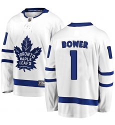 Youth Toronto Maple Leafs #1 Johnny Bower Fanatics Branded White Away Breakaway NHL Jersey