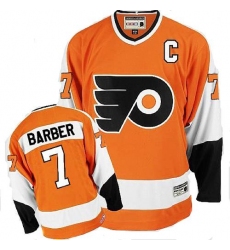 Men's CCM Philadelphia Flyers #7 Bill Barber Authentic Orange Throwback NHL Jersey