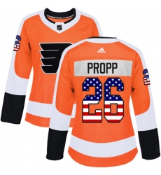 Women's Adidas Philadelphia Flyers #26 Brian Propp Authentic Orange USA Flag Fashion NHL Jersey