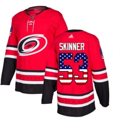 Men's Adidas Carolina Hurricanes #53 Jeff Skinner Authentic Red USA Flag Fashion NHL Jersey