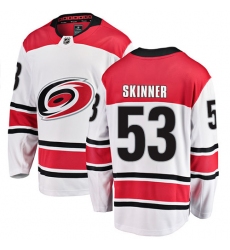 Youth Carolina Hurricanes #53 Jeff Skinner Fanatics Branded White Away Breakaway NHL Jersey