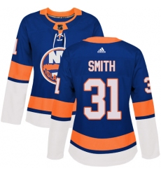Women's Adidas New York Islanders #31 Billy Smith Premier Royal Blue Home NHL Jersey