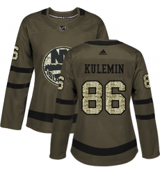 Women's Adidas New York Islanders #86 Nikolay Kulemin Authentic Green Salute to Service NHL Jersey