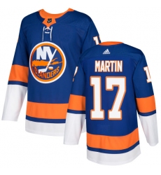 Men's Adidas New York Islanders #17 Matt Martin Premier Royal Blue Home NHL Jersey