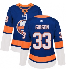 Women's Adidas New York Islanders #33 Christopher Gibson Authentic Royal Blue Home NHL Jersey