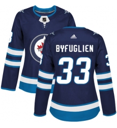 Women's Adidas Winnipeg Jets #33 Dustin Byfuglien Authentic Navy Blue Home NHL Jersey