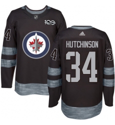 Men's Adidas Winnipeg Jets #34 Michael Hutchinson Premier Black 1917-2017 100th Anniversary NHL Jersey