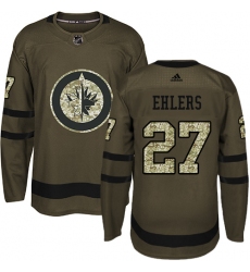 Men's Adidas Winnipeg Jets #27 Nikolaj Ehlers Authentic Green Salute to Service NHL Jersey