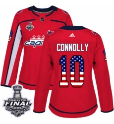 Women's Adidas Washington Capitals #10 Brett Connolly Authentic Red USA Flag Fashion 2018 Stanley Cup Final NHL Jersey