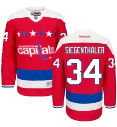 Youth Reebok Washington Capitals #34 Jonas Siegenthaler Authentic Red Third NHL Jersey