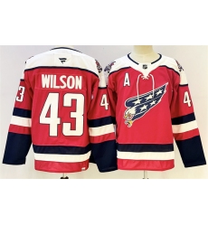 Men's Washington Capitals #43 Tom Wilson Red With A Stitched Hockey Jersey