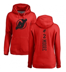 NHL Women's Adidas New Jersey Devils #2 John Moore Red One Color Backer Pullover Hoodie