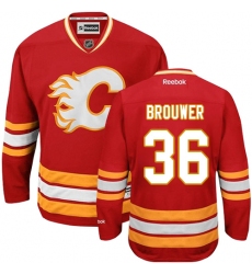 Men's Reebok Calgary Flames #36 Troy Brouwer Authentic Red Third NHL Jersey