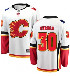 Youth Calgary Flames #30 Mike Vernon Fanatics Branded White Away Breakaway NHL Jersey