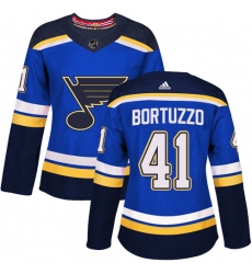 Women's Adidas St. Louis Blues #41 Robert Bortuzzo Premier Royal Blue Home NHL Jersey