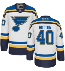 Men's Reebok St. Louis Blues #40 Carter Hutton Authentic White Away NHL Jersey