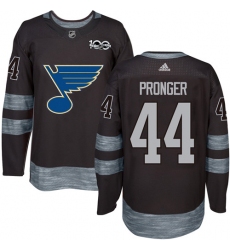 Men's Adidas St. Louis Blues #44 Chris Pronger Authentic Black 1917-2017 100th Anniversary NHL Jersey