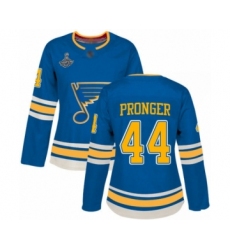 Women's St. Louis Blues #44 Chris Pronger Authentic Navy Blue Alternate 2019 Stanley Cup Champions Hockey Jersey