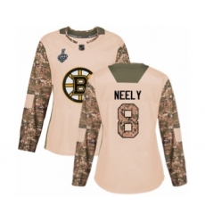 Women's Boston Bruins #8 Cam Neely Authentic Camo Veterans Day Practice 2019 Stanley Cup Final Bound Hockey Jersey
