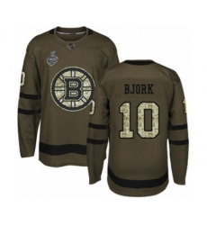 Youth Boston Bruins #10 Anders Bjork Authentic Green Salute to Service 2019 Stanley Cup Final Bound Hockey Jersey