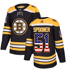 Men's Adidas Boston Bruins #51 Ryan Spooner Authentic Black USA Flag Fashion NHL Jersey