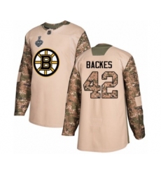 Men's Boston Bruins #42 David Backes Authentic Camo Veterans Day Practice 2019 Stanley Cup Final Bound Hockey Jersey