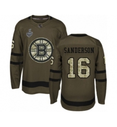 Youth Boston Bruins #16 Derek Sanderson Authentic Green Salute to Service 2019 Stanley Cup Final Bound Hockey Jersey