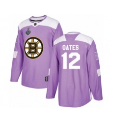 Youth Boston Bruins #12 Adam Oates Authentic Purple Fights Cancer Practice 2019 Stanley Cup Final Bound Hockey Jersey