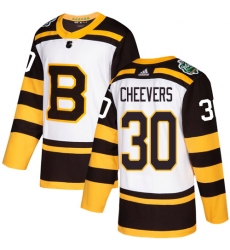 Youth Adidas Boston Bruins #30 Gerry Cheevers Authentic White 2019 Winter Classic NHL Jersey