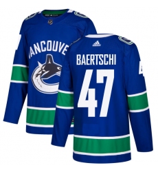 Men's Adidas Vancouver Canucks #47 Sven Baertschi Premier Blue Home NHL Jersey