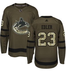 Men's Adidas Vancouver Canucks #23 Alexander Edler Premier Green Salute to Service NHL Jersey
